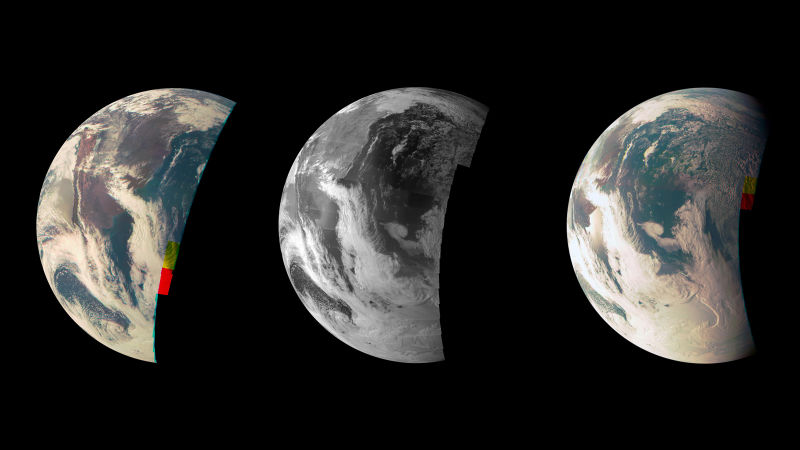 Tres fotos tomadas con JunoCam tomadas antes del impulso gravitatorio el 9 de octubre de 2013 (Imagen: NASA/JPL-Caltech/MSSS)